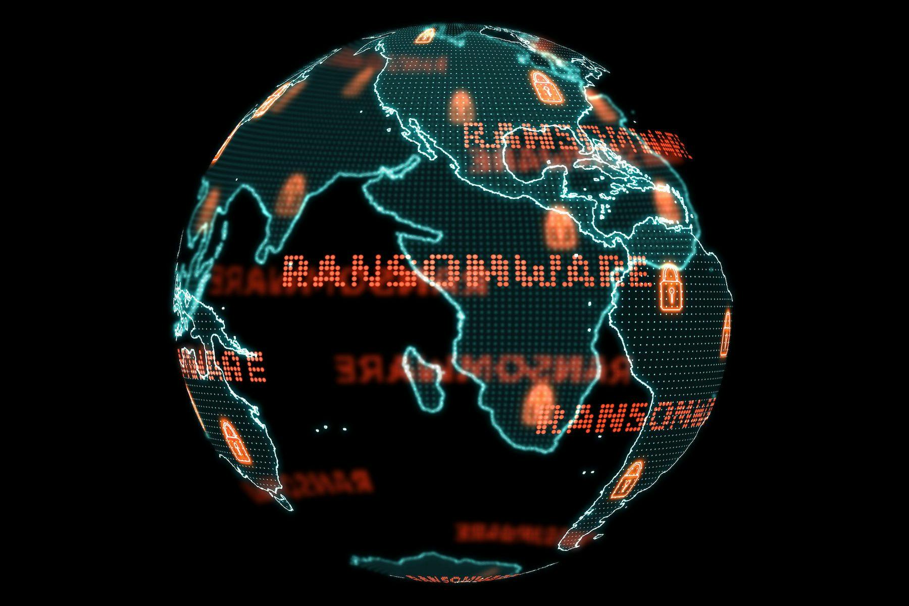 ransomware on digitized globe
